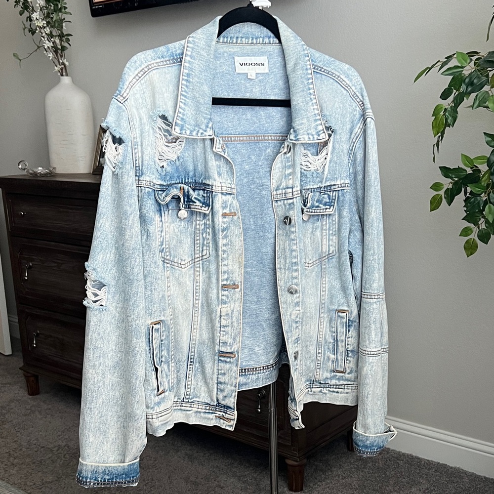 Vigoss Faded Blue Ripped Jean Jacket